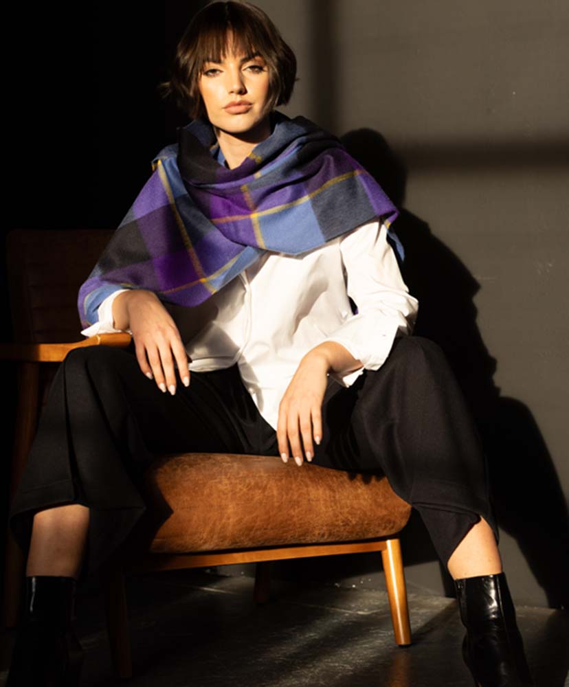 50×190 カシミヤストール (CPG52532)(ONE Purple×Navy/パープル