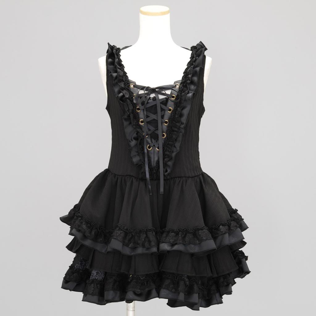 H.Jelly Stripe Frill Lace Up JSK by h.NAOTO