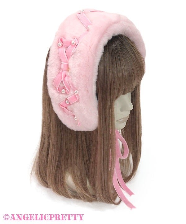 Curly Ribbon Fur Headdress by Angelic Pretty