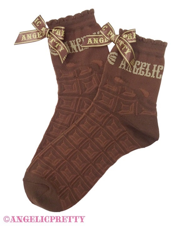 Melty Chocolate Crew Length Socks (2024) by Angelic Pretty