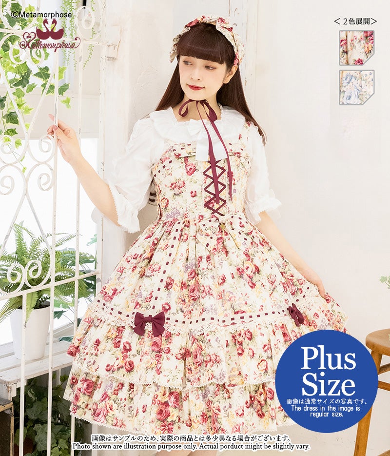 ロリータハイウエスト袖付JSK（花柄）morphose ロリータハイウエスト