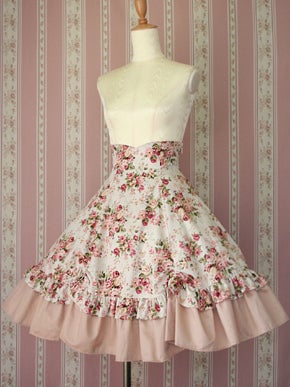 Rococo Bouquet Scallop Skirt by Victorian Maiden