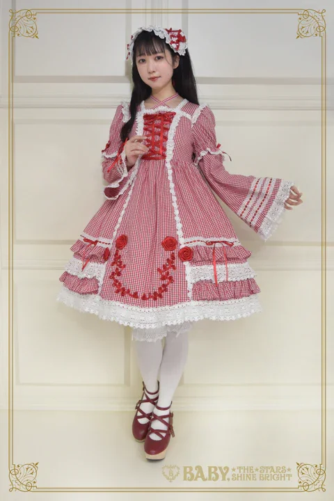 Gingham Check Creeping Rose Doll OP Set (2023) by Baby, the Stars