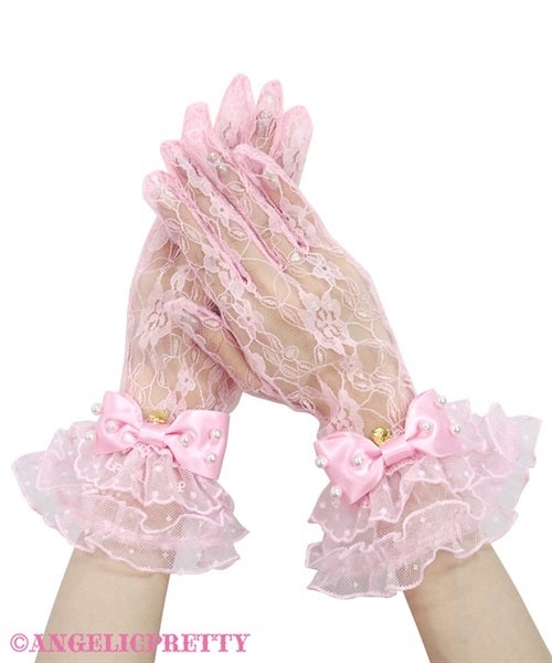 Angelic Pretty リボンレース手袋 白×ピンク Angelic Pretty リボン