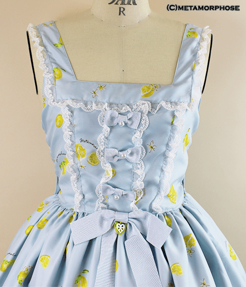 Dreaming heart♡Lemon Ribbon Shirred JSK (Mini-length) by
