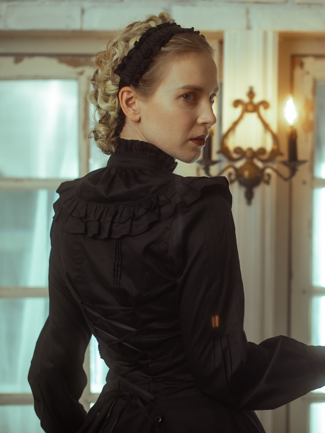 Noble Satin Pintuck Blouse by Victorian Maiden