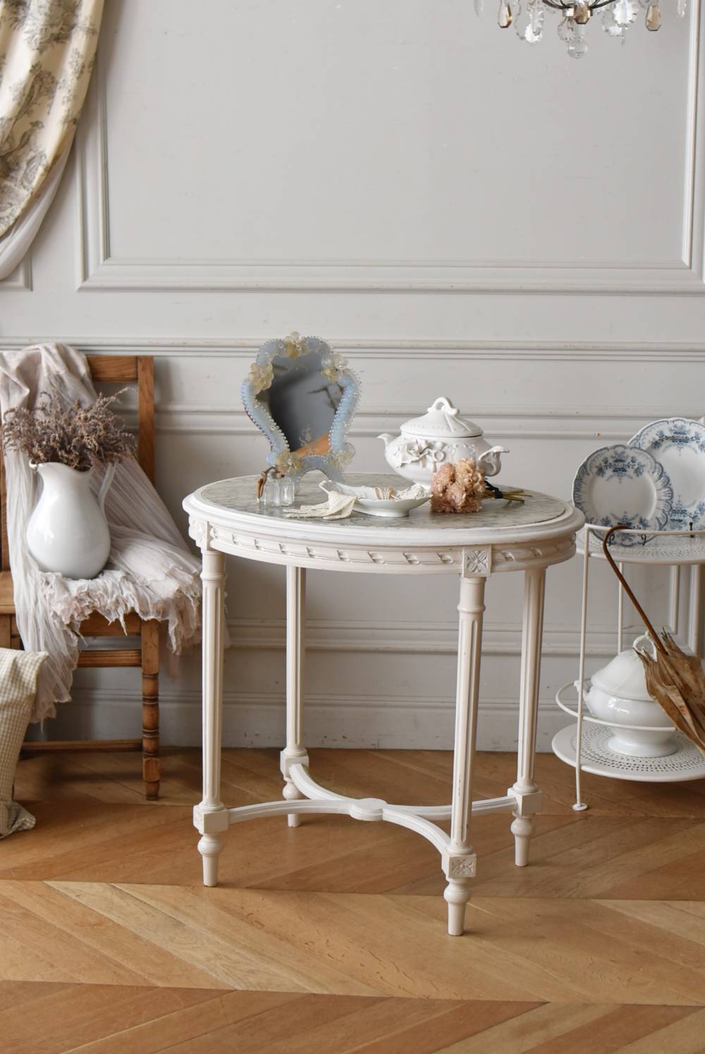 マーブルトップオーバルテーブル フランスアンティーク家具 コンソール