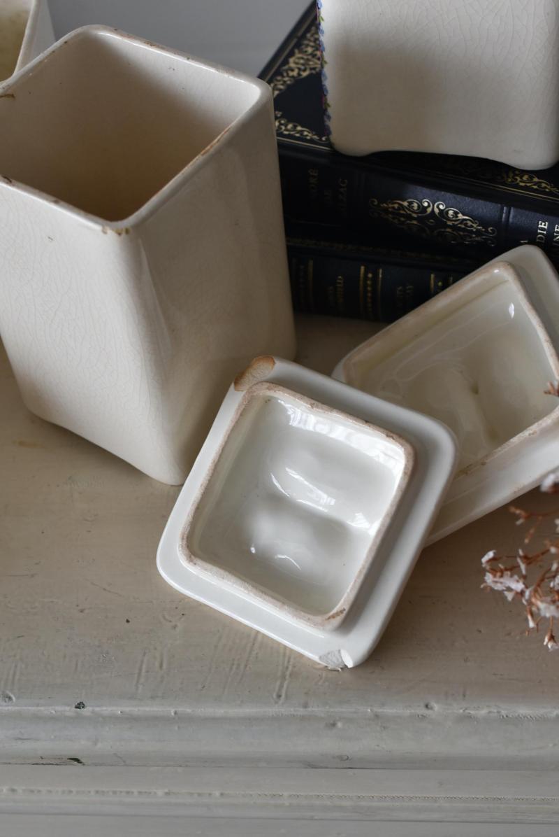 フランスアンティーク雑貨 キャニスター6点セット アンティーク陶器