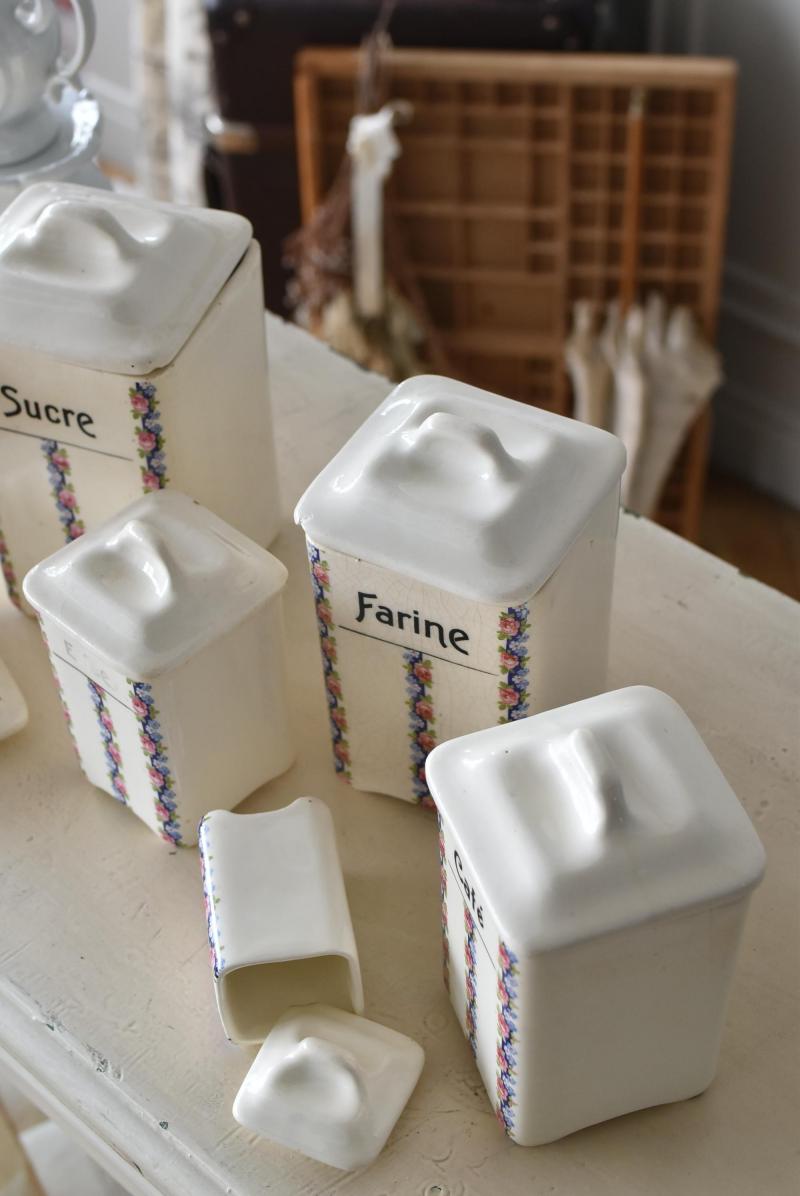 フランスアンティーク雑貨 キャニスター6点セット アンティーク陶器