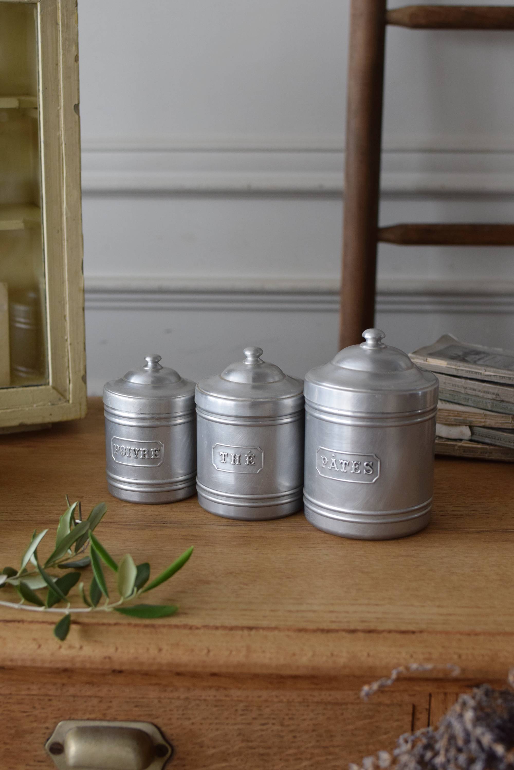 アルミキャニスター6点セット アンティーク雑貨 キッチン雑貨 フランス