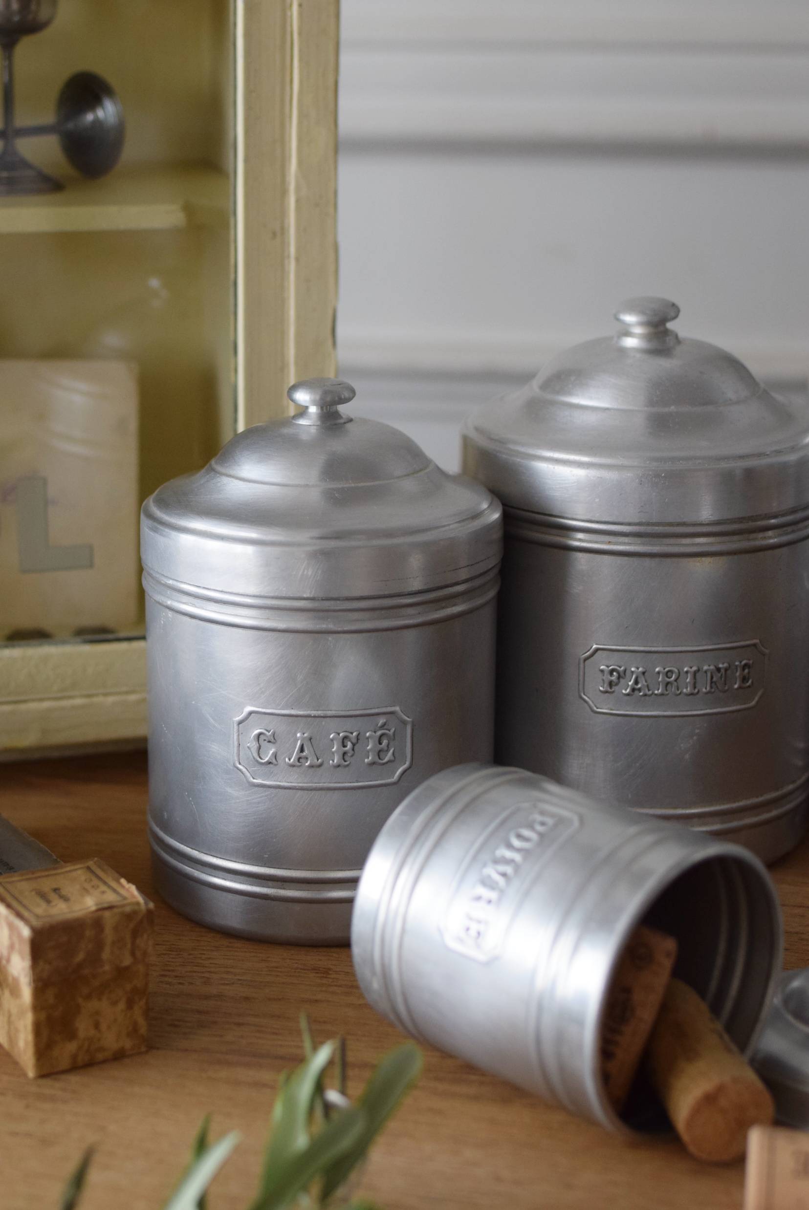 アルミキャニスター6点セット アンティーク雑貨 キッチン雑貨 フランス