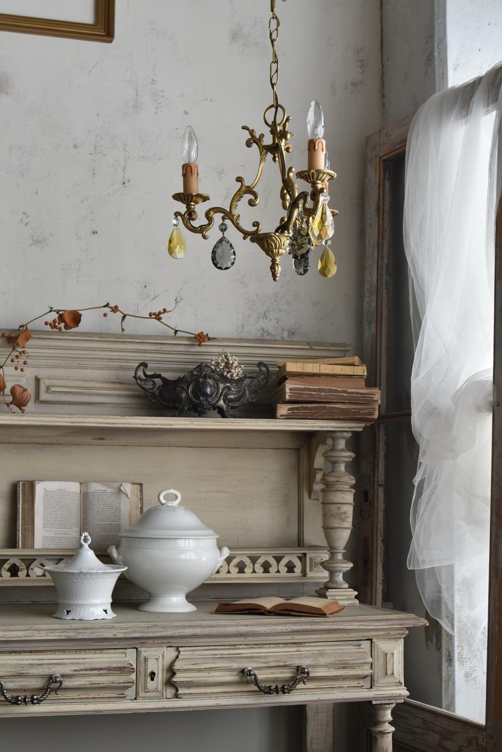 3灯シャンデリア.4 フレンチ照明 アンティークシャンデリア