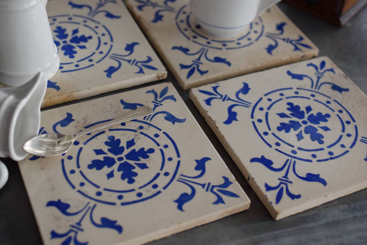 アンティークタイル2.D フランス アンティーク 陶器 タイル