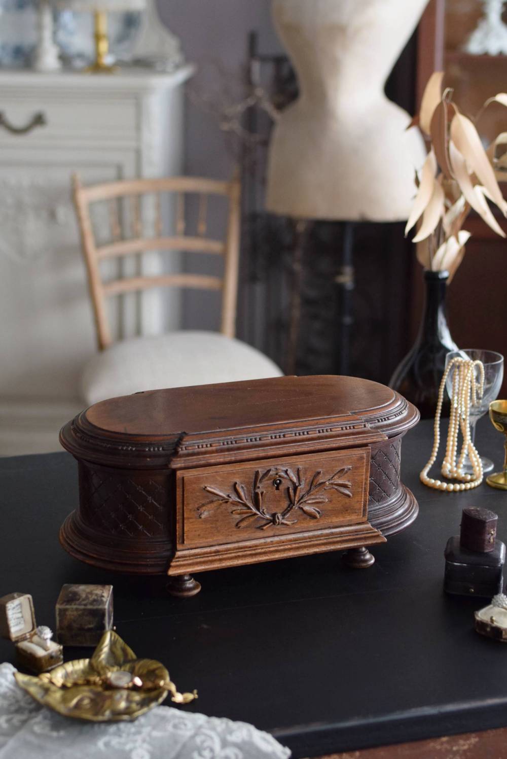 木製ジュエリーボックス.4 フランスアンティーク雑貨 宝石箱 収納