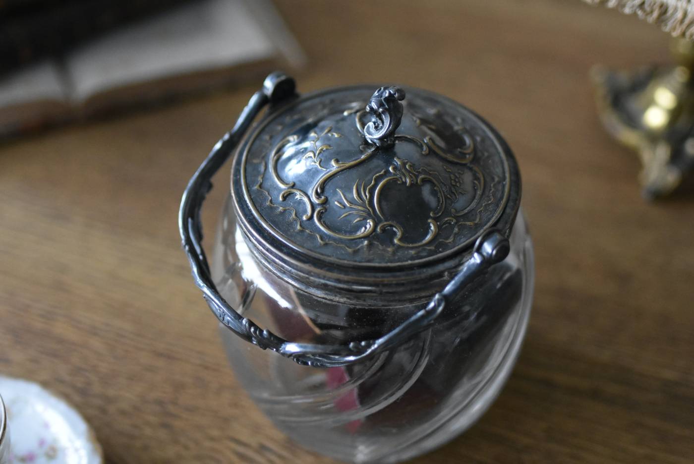 ビスケットジャー.7 フランスアンティーク雑貨 ガラス小物入れ