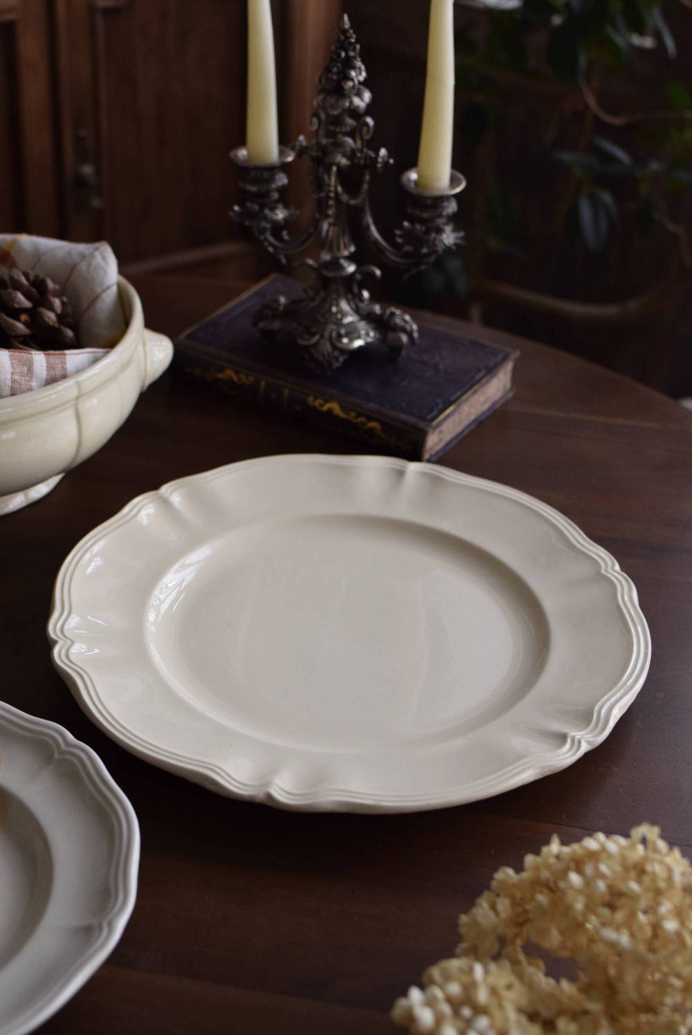 サルグミンヌ 花リムプレート 34cm Digoin Sarreguemines