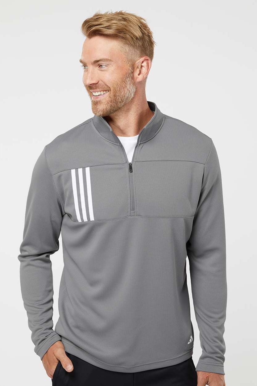 Adidas 3-Stripes Quarter-Zip Double Knit Pullover - A482