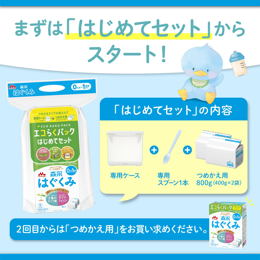 LOHACO - 【0ヶ月から】森永 乳児用ミルク はぐくみ エコらくパック