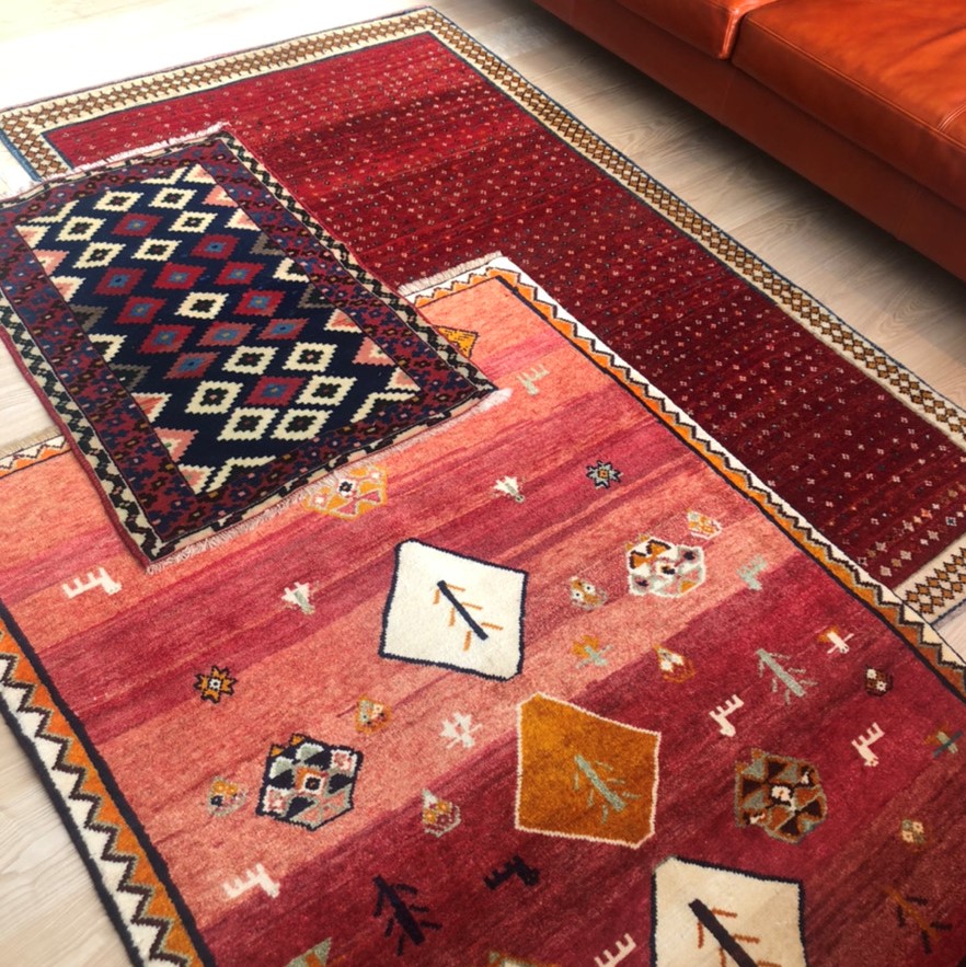 ヴィンテージラグ トライバルラグ パキスタン（95×33cm）赤 茶