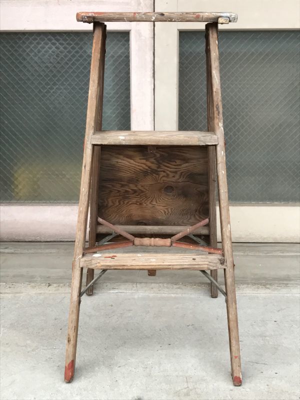 ウッドステップ ラダー シャビーシック 大型3段 ガーデニング はしご