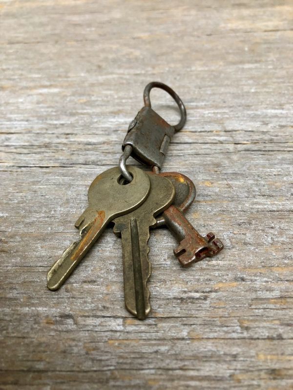 1930'S 40'S キーホルダー with ビンテージキー 鍵 錠 カギ オールド