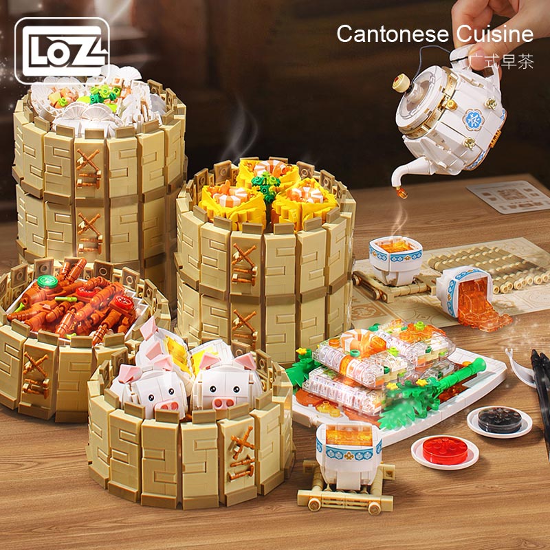 LOZ 1265 Cantonese Morning Tea Steamer Tea Set - LOZ Blocks