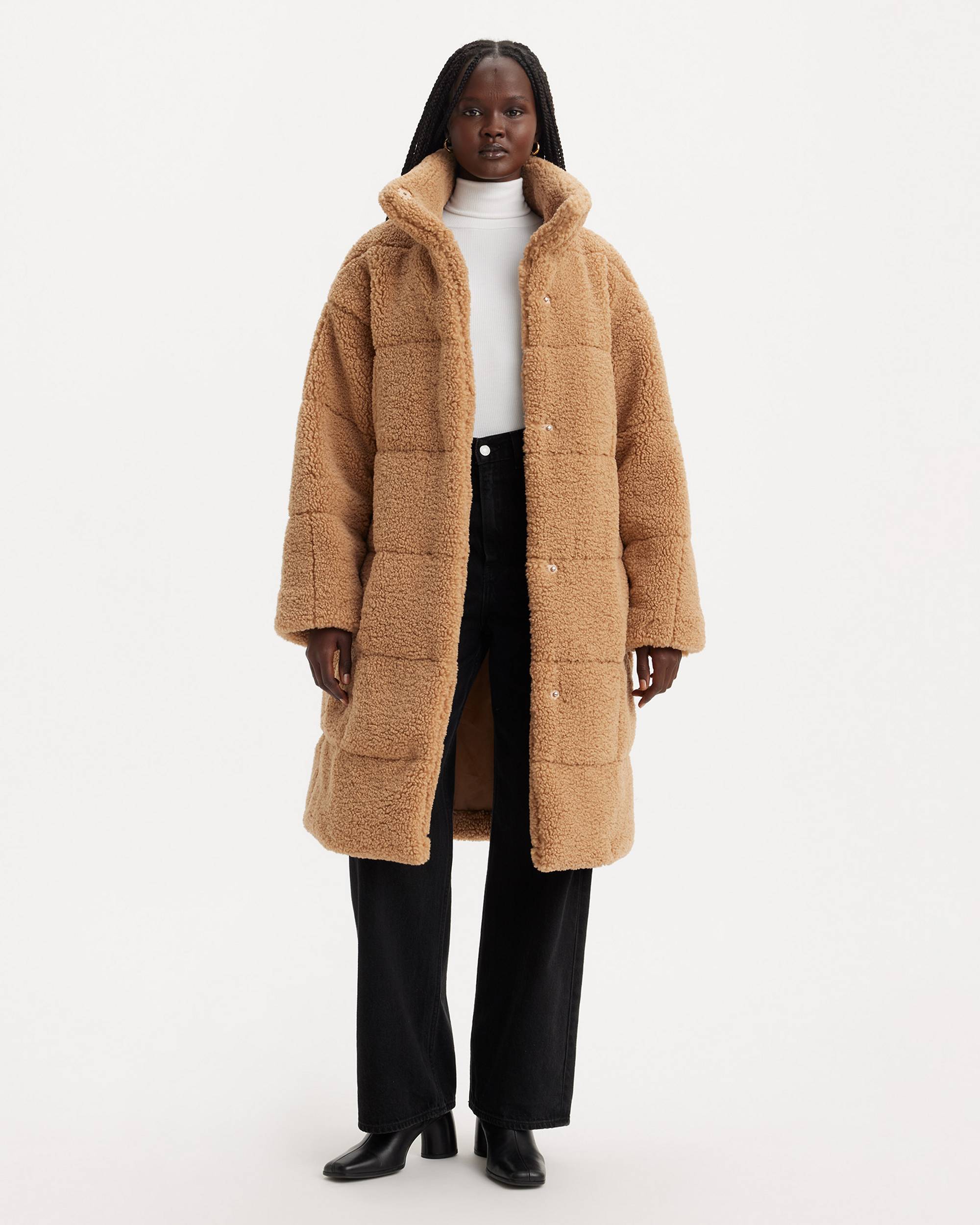 Quilted Sherpa Full Length Teddy Coat - Brown | Levi's® US
