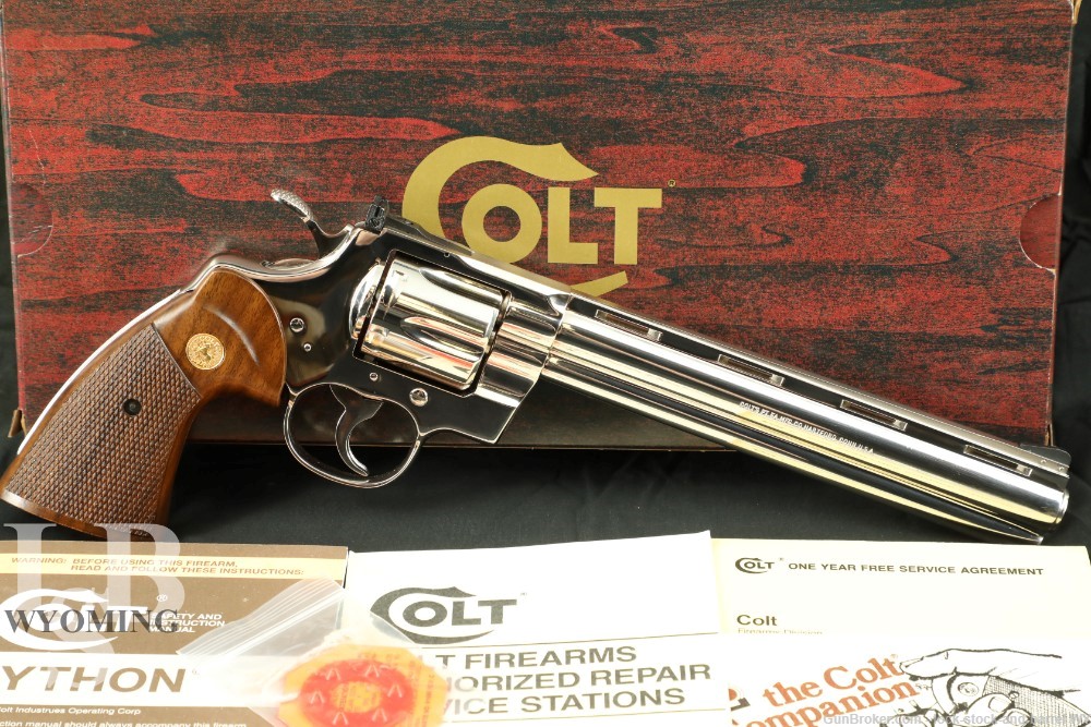 Colt Python .357 Mag Nickel Plated 8” Revolver & Box, Original K
