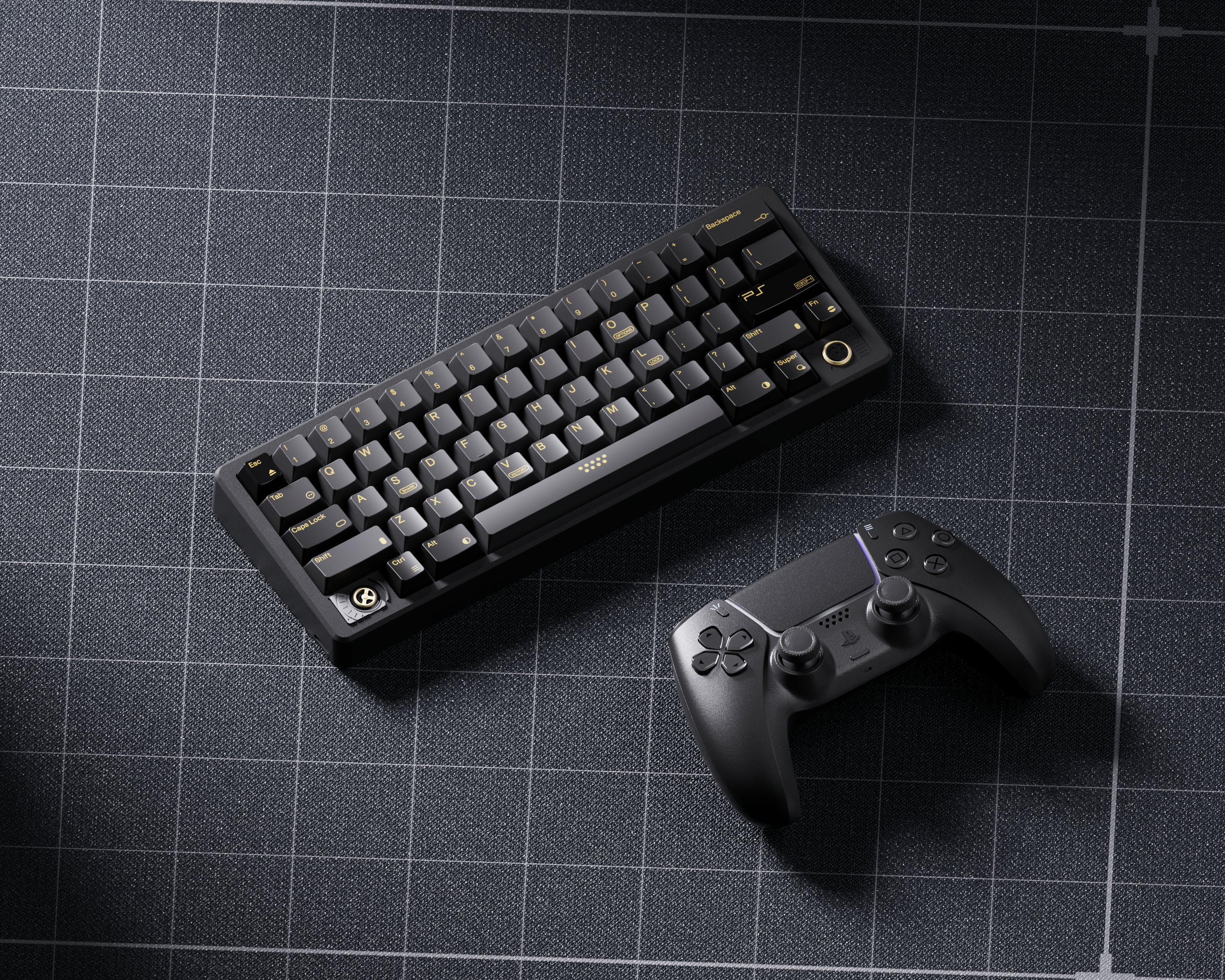 80Retros PS1994 Keycaps Black and Gold – Cherry Profile All in One