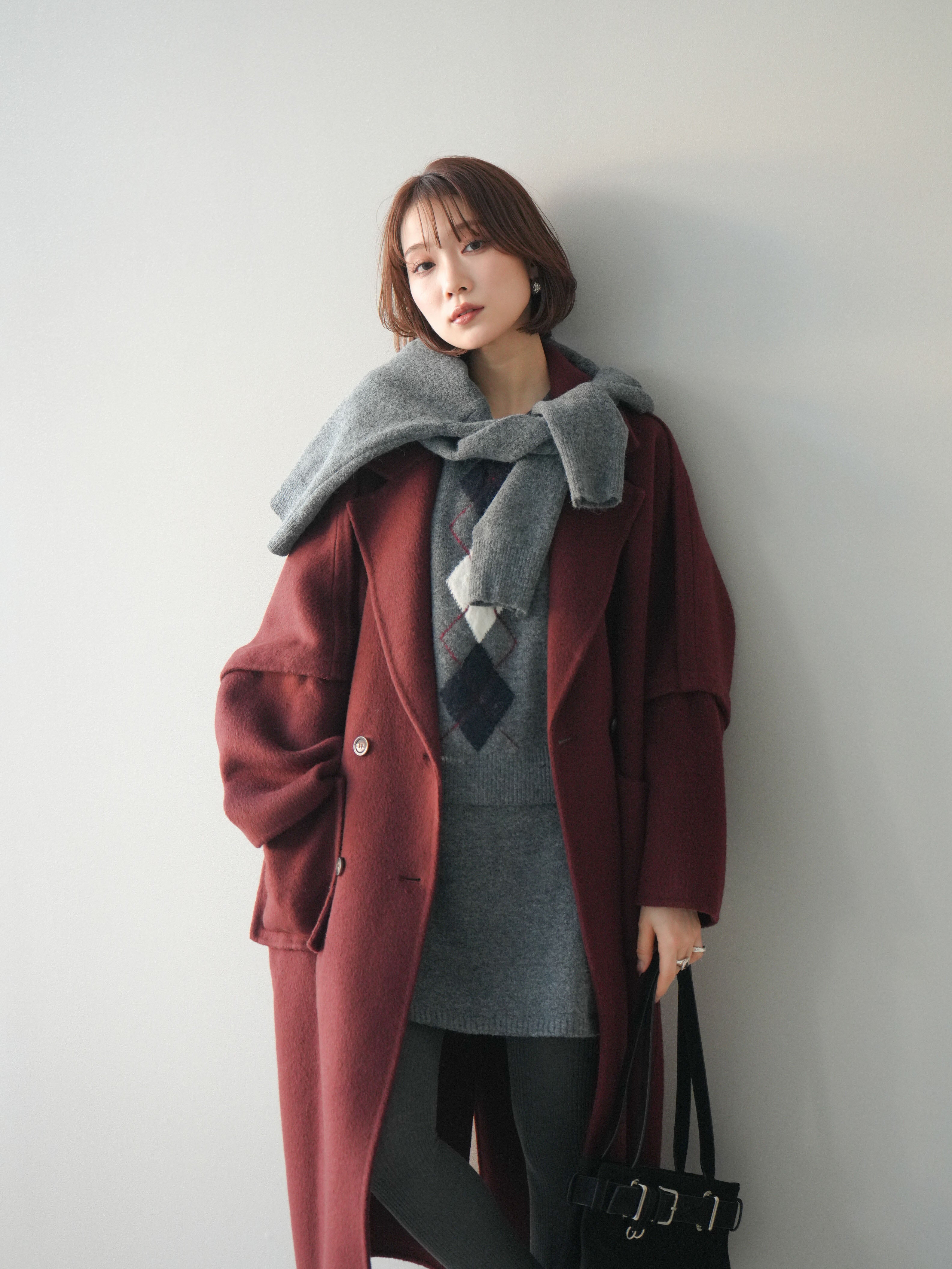 予約]カシミヤ100%ダブルブレストロングコート/red – Lumier