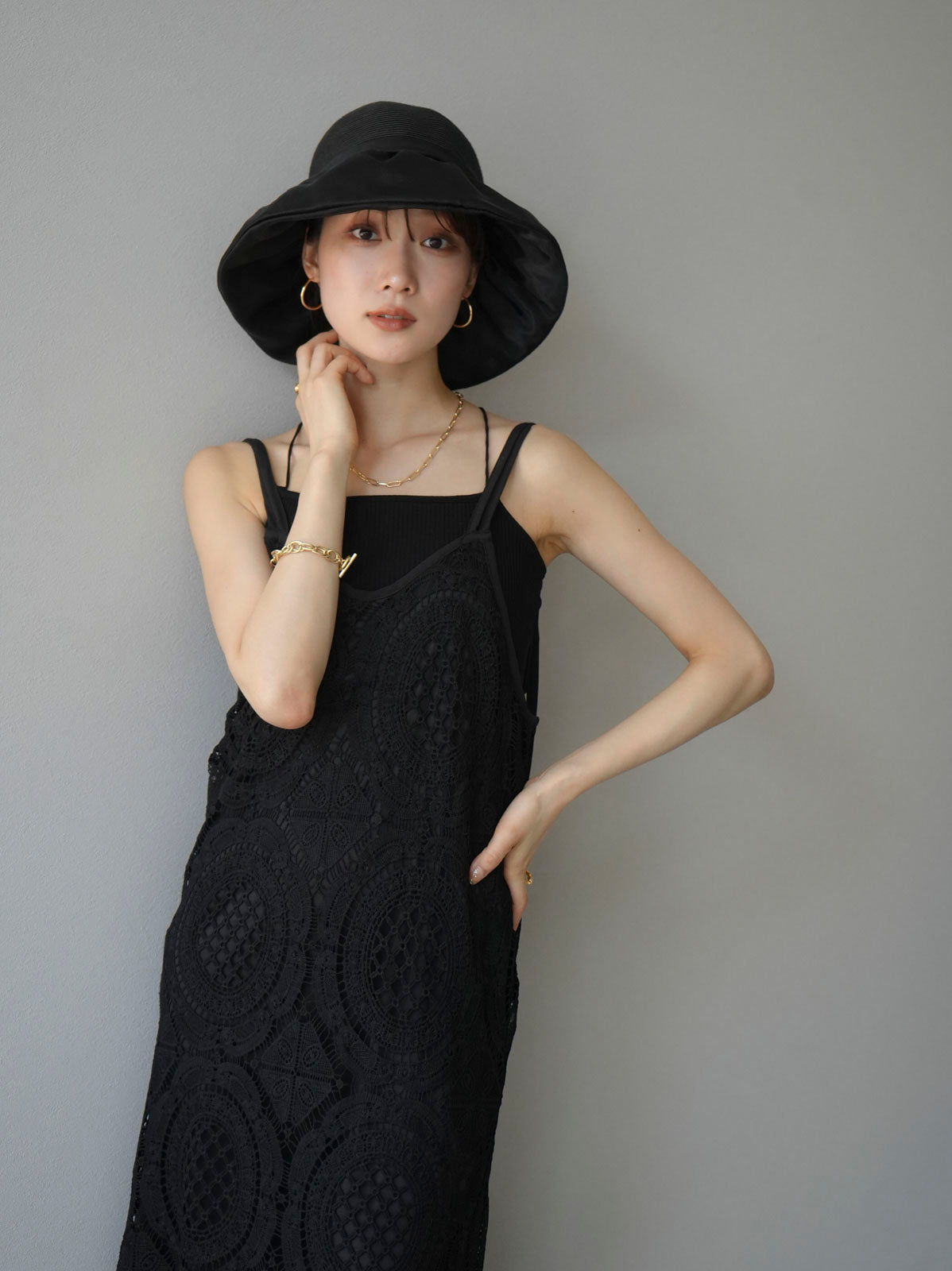 予約]ケミカルレースキャミワンピース/ブラック – Lumier