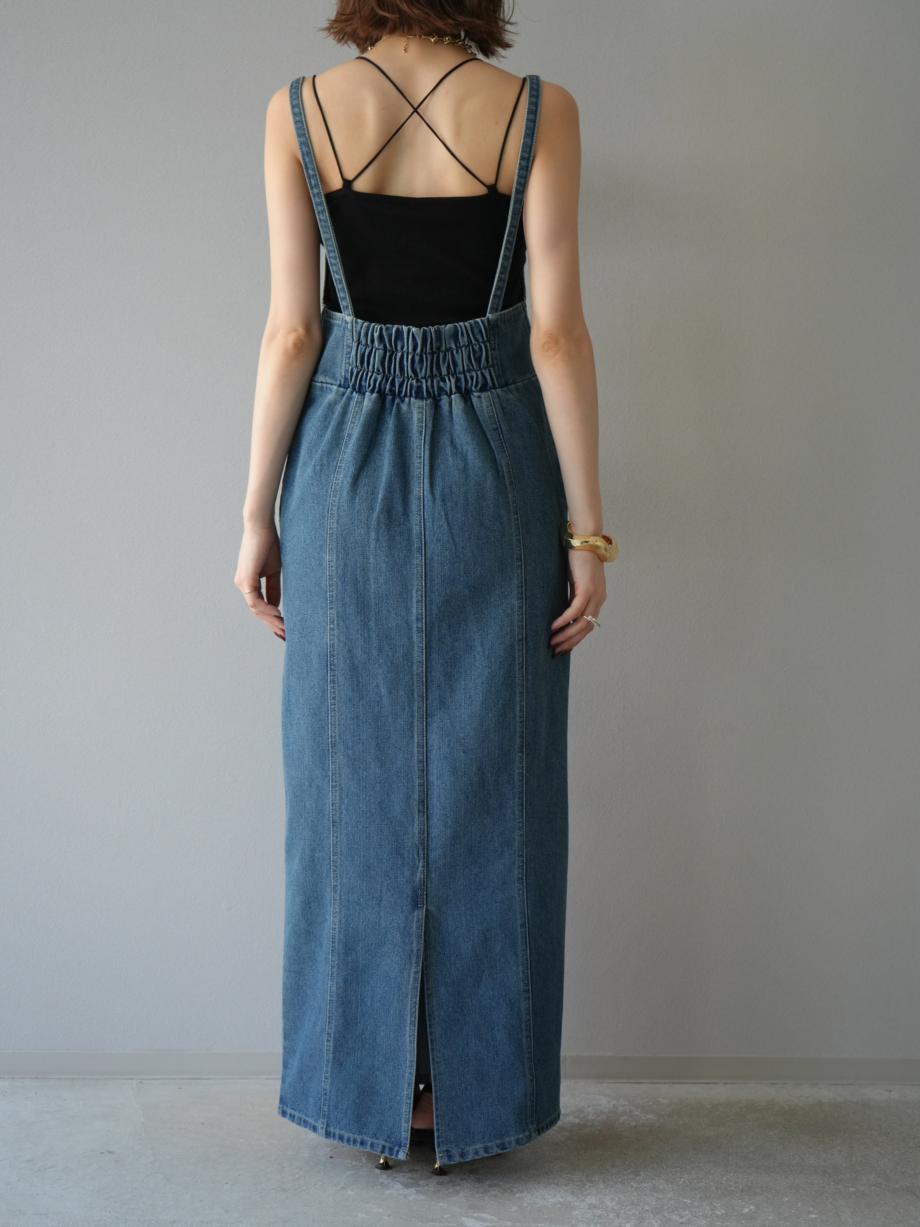 予約]アシンメトリーデニムワンピース/ブルー – Lumier