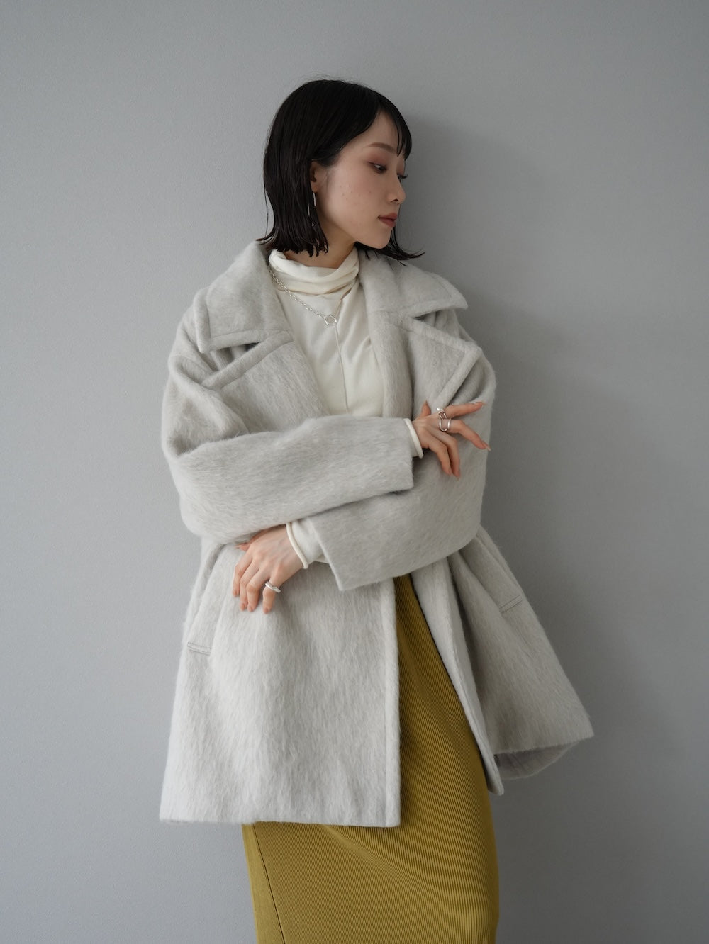 予約]シャギーPコート/アイボリー – Lumier