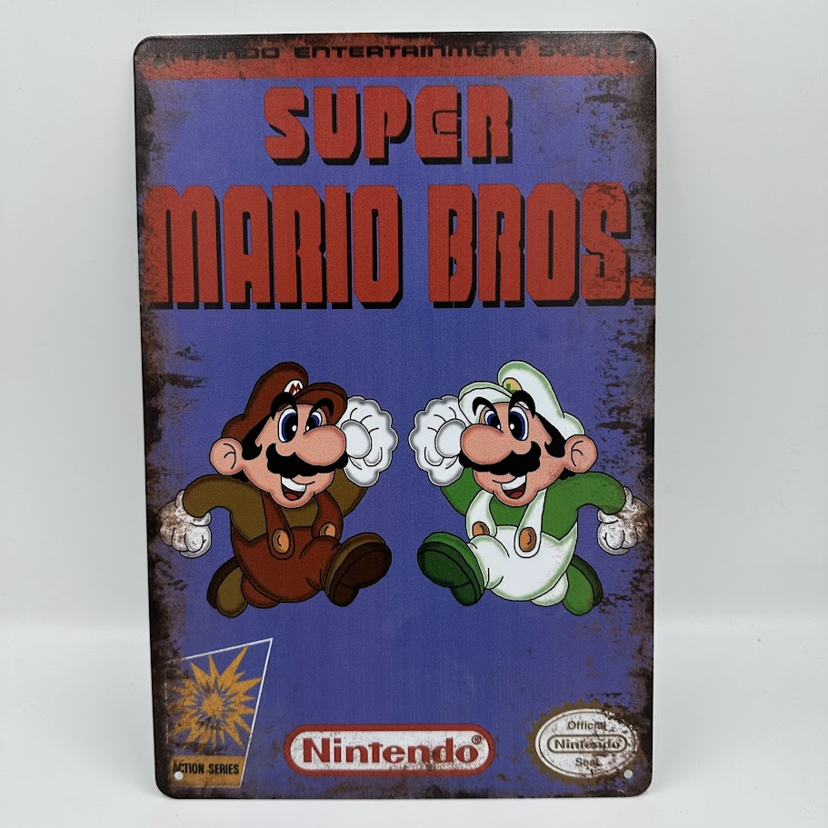 スーパーマリオブラザーズ ブリキ看板 レトロゲームキャラクター