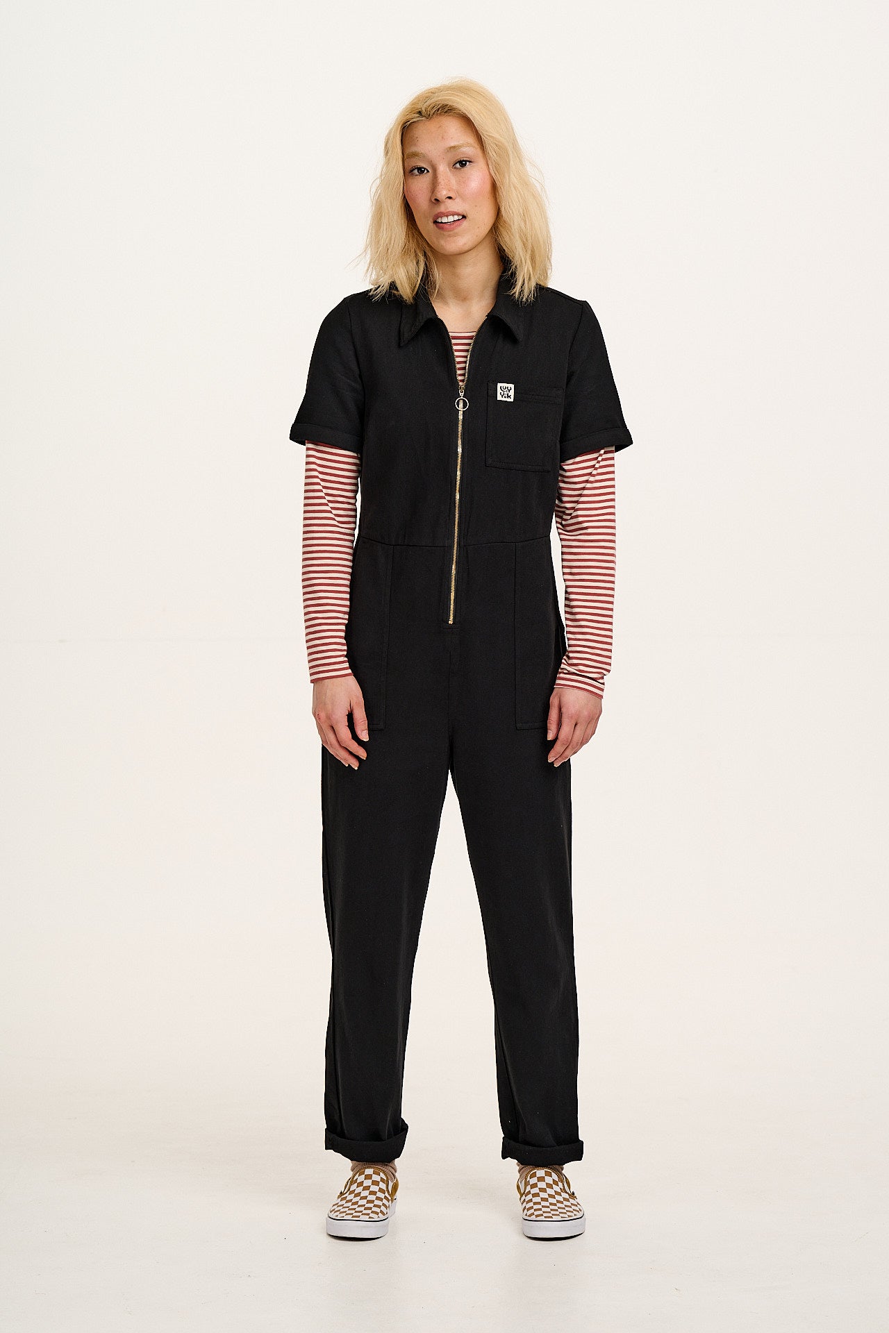 Rex - Short Sleeve Cotton Jumpsuit in Black – Lucy & Yak
