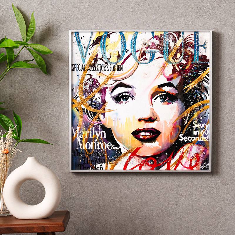 水晶パネル アートパネル 50×50cm ポップアート 銀フレーム付き