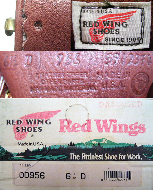Deadstock 1994'S RED WING 956 RUGGED WORK BOOT 6inch USA製 箱付 FS