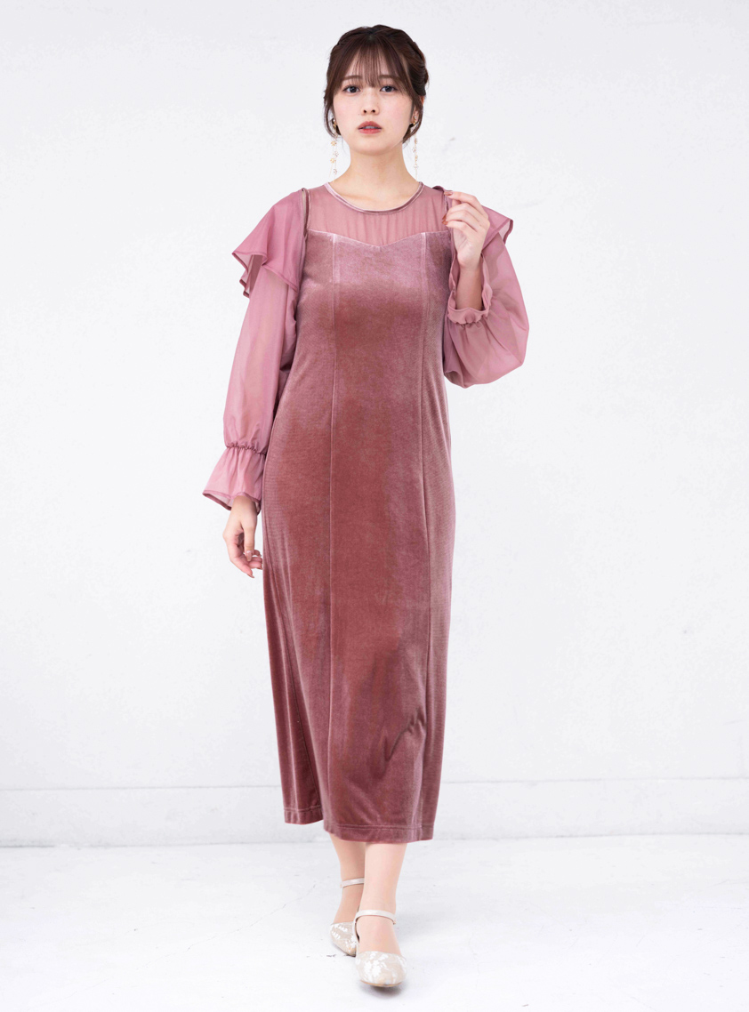 2wayシャツトップスベロアワンピース｜結婚式パーティのレンタルドレス
