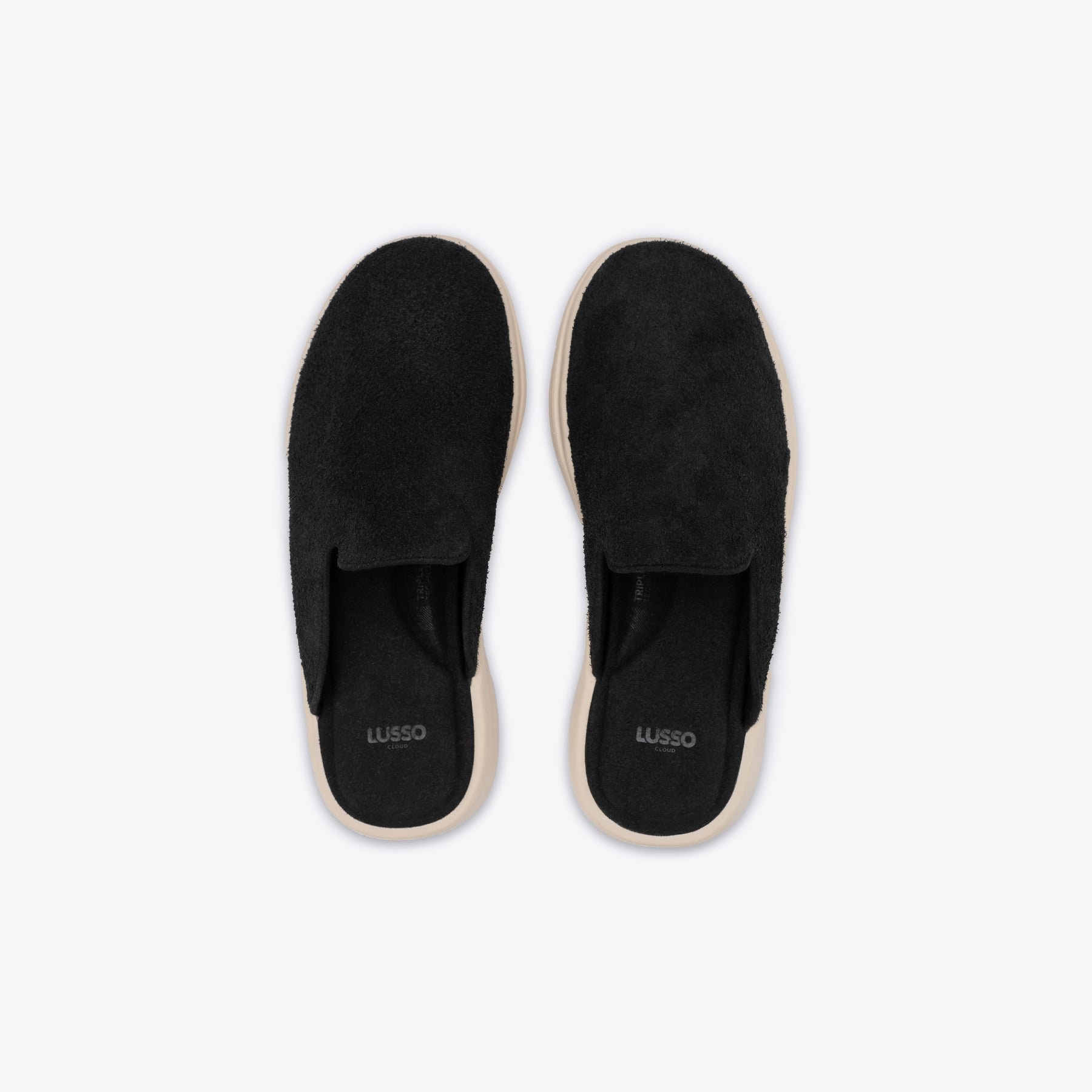 Pelli - Jet Black Hairy Suede / Shortbread