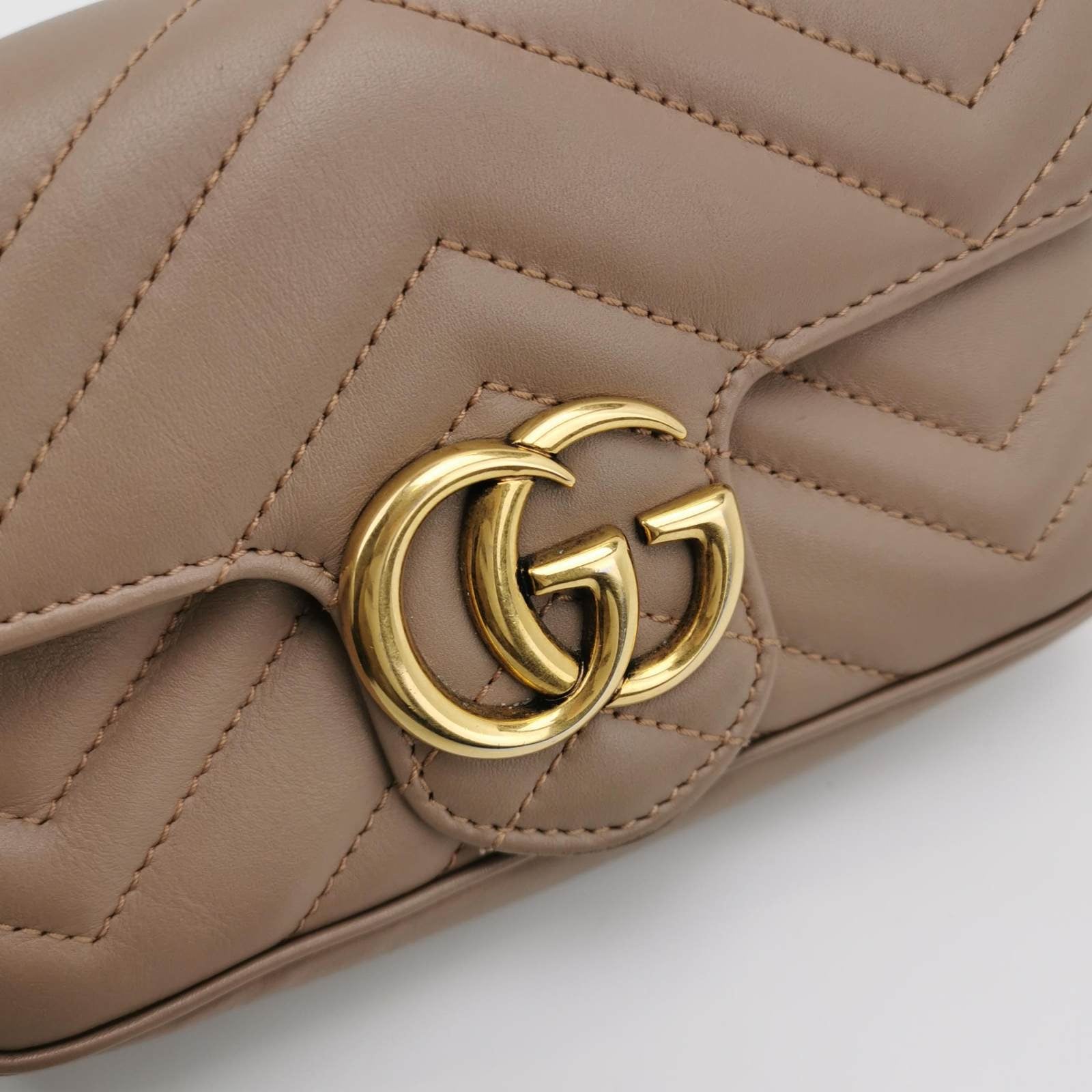 Sold Gucci Marmont Super Mini Flap Leather Bag Beige Leather – Luxbags