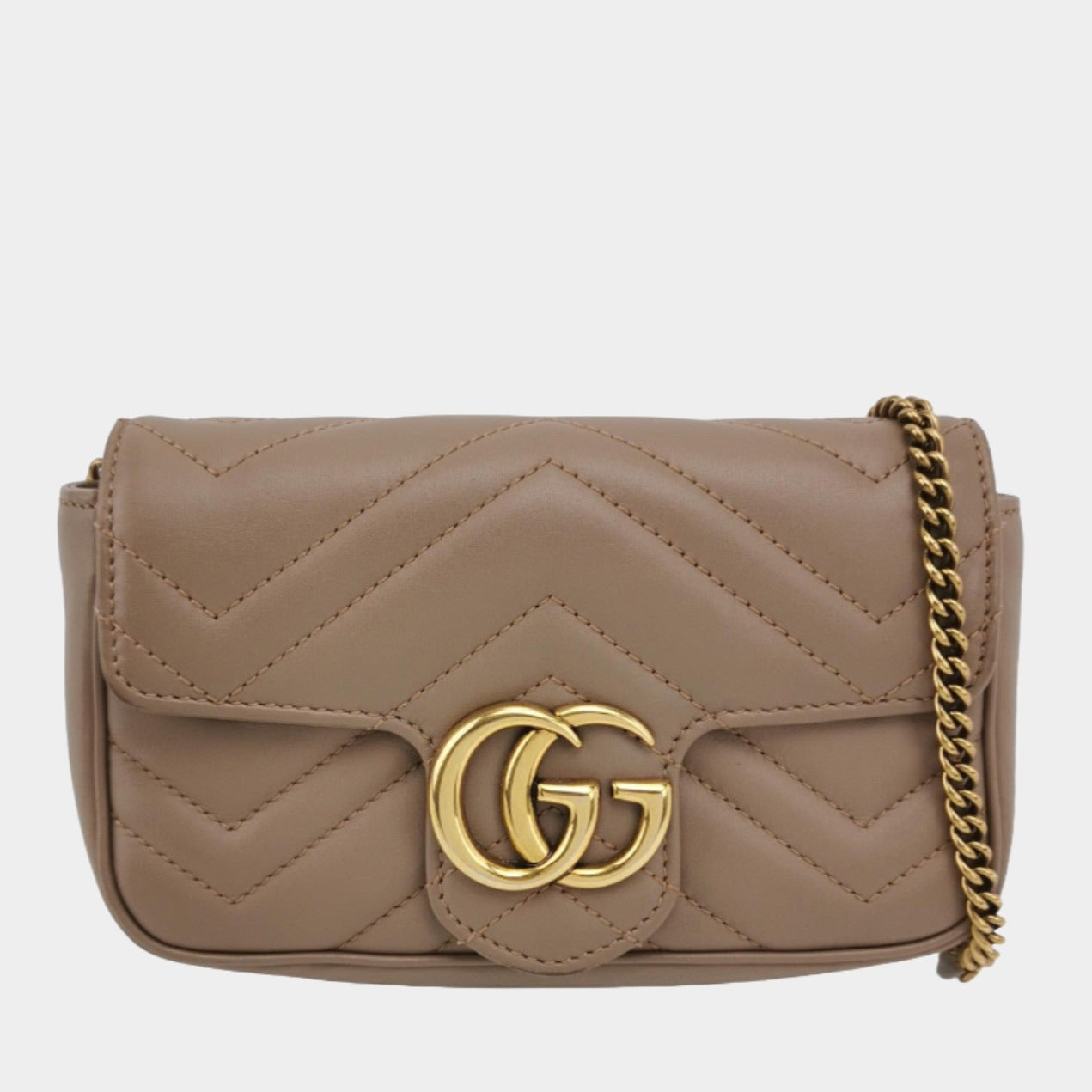 Sold Gucci Marmont Super Mini Flap Leather Bag Beige Leather – Luxbags