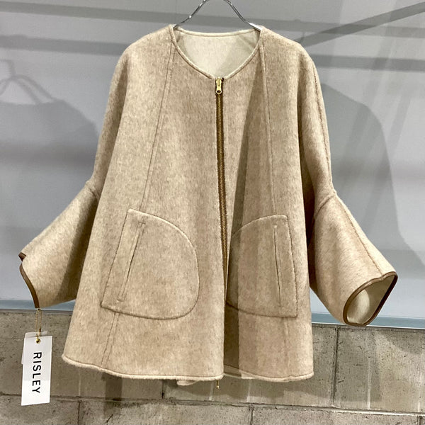 RISLEY/リズレイ Reversible wool poncho coat(リバーシブルウール
