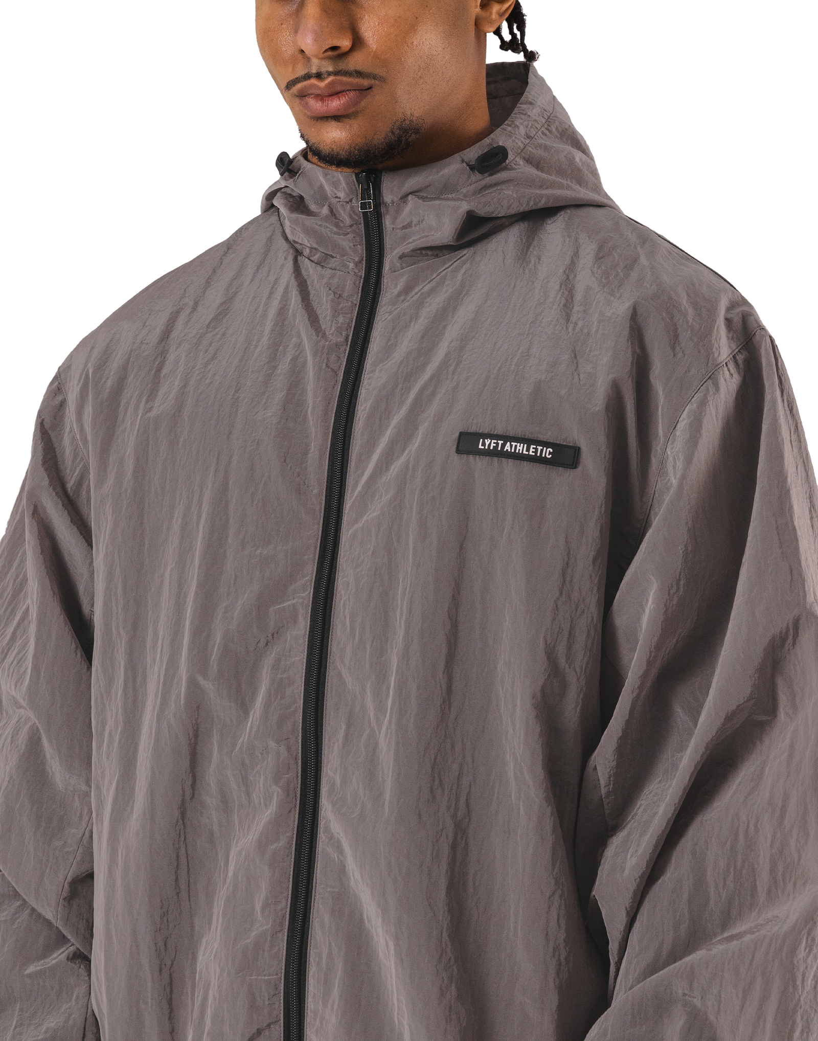 Stretch Nylon Wappen Hoodie Jacket - D.Grey – LÝFT