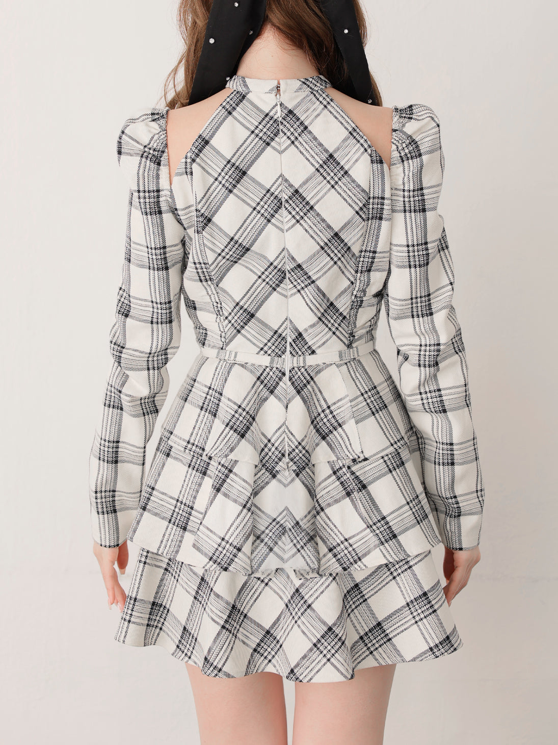 Sleeve halter check mini onepiece(eme10830) – M me eme