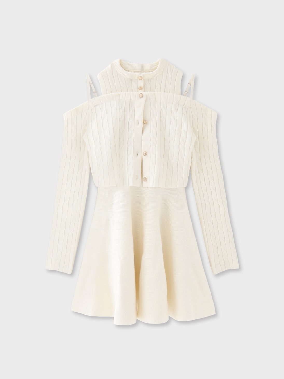 Cable knit layered onepiece(eme10802) – M me eme