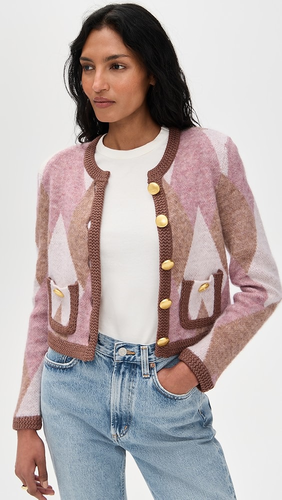Cinq à Sept Heritage Rose Patch Morgan Cardigan | Shopbop