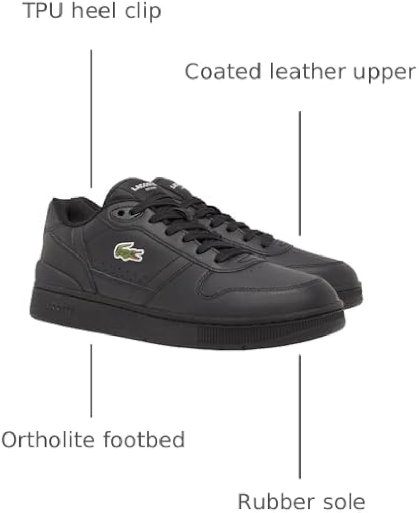 Amazon.com | Lacoste Mens T-Clip Set Sneaker, BLK/BLK, 7 | Fashion