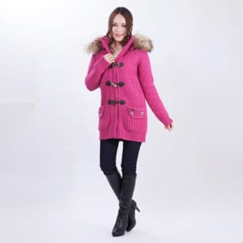 Amazon | [バーク] レディース ファー付き ニットダッフルコート