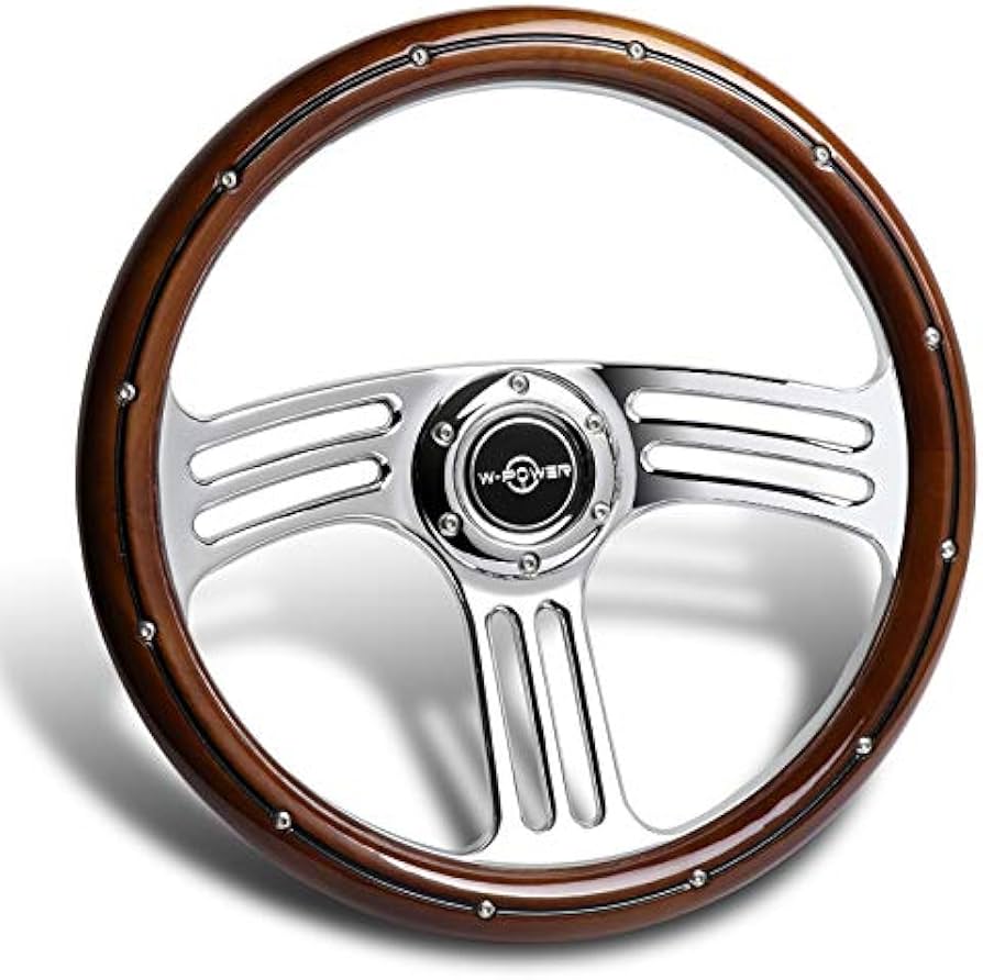 Amazon | W-Power 14インチ ダークウッドグリップ 6穴 3本スポーク