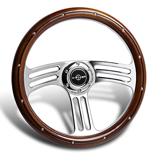 Amazon | W-Power 14インチ ダークウッドグリップ 6穴 3本スポーク